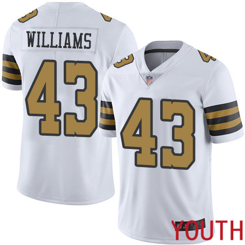 New Orleans Saints Limited White Youth Marcus Williams Jersey NFL Football #43 Rush Vapor Untouchable Jersey